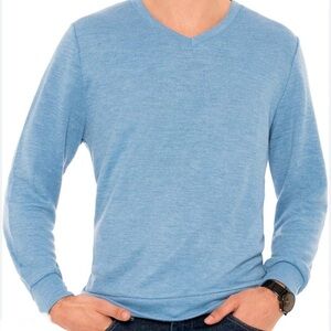 Evolved Kent Light Blue V Neck Men’s Longsleeve Casual Shirt Small